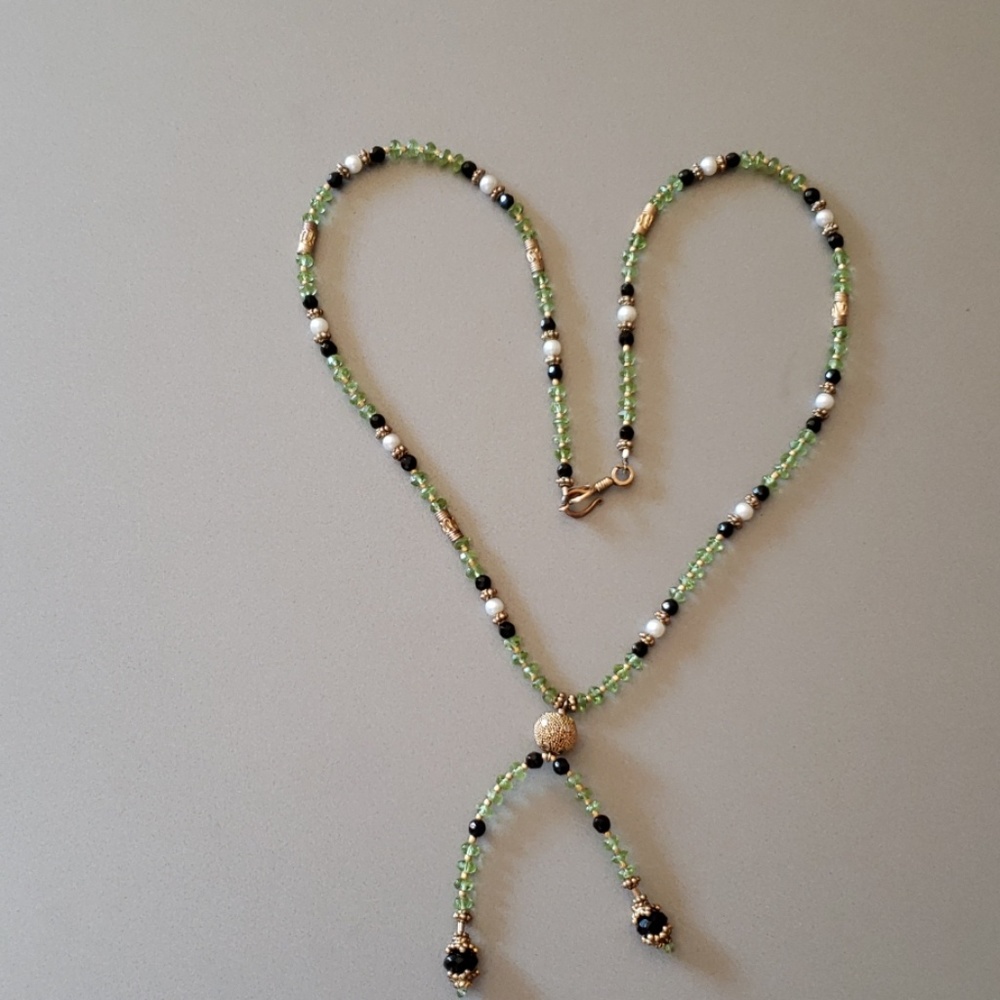 Long necklace semi precious stones